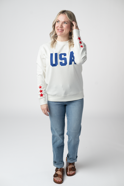 Michelle Mae USA Pullover - White