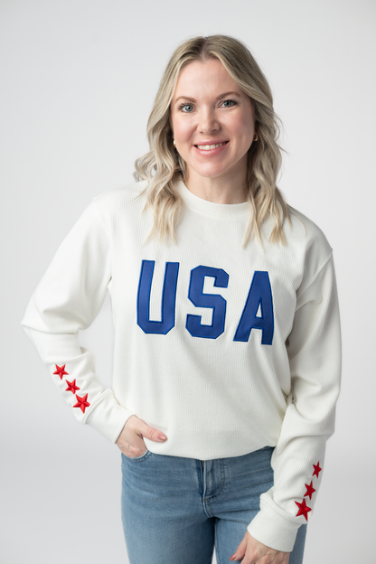 Michelle Mae USA Pullover - White