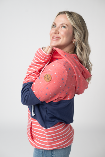 Michelle Mae Colorblock Fullzip - Liberty Stars, Navy, and Stripes Trio