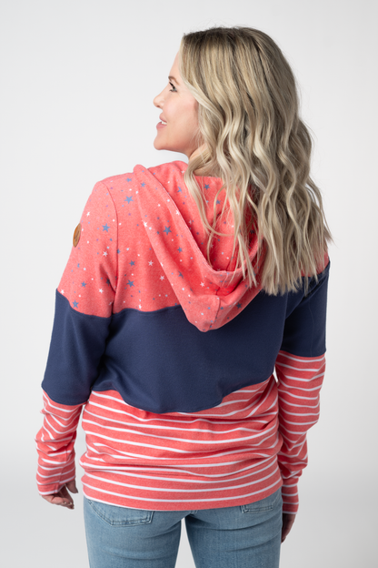 Michelle Mae Colorblock Fullzip - Liberty Stars, Navy, and Stripes Trio