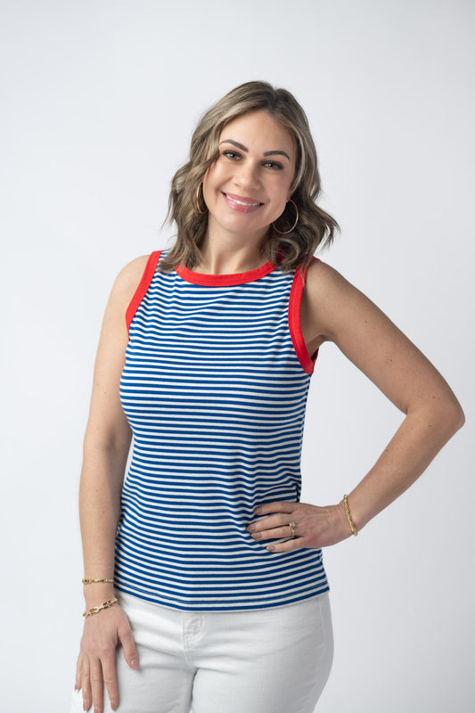 Michelle Mae Classic Tank - Patriotic Stripes