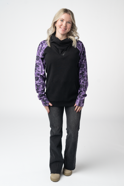 Michelle Mae Zoey ZipCowl Sweatshirt - I Put A Spell On You and Black