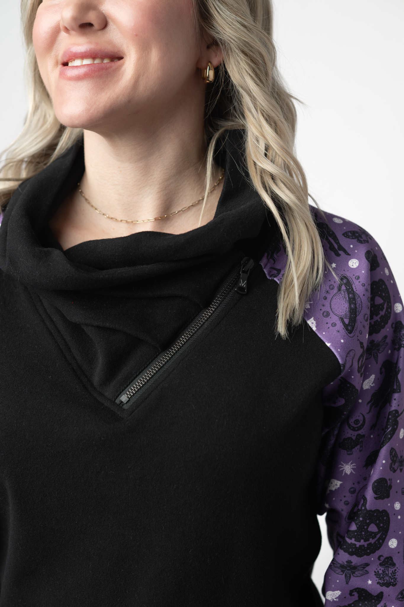 Michelle Mae Zoey ZipCowl Sweatshirt - I Put A Spell On You and Black