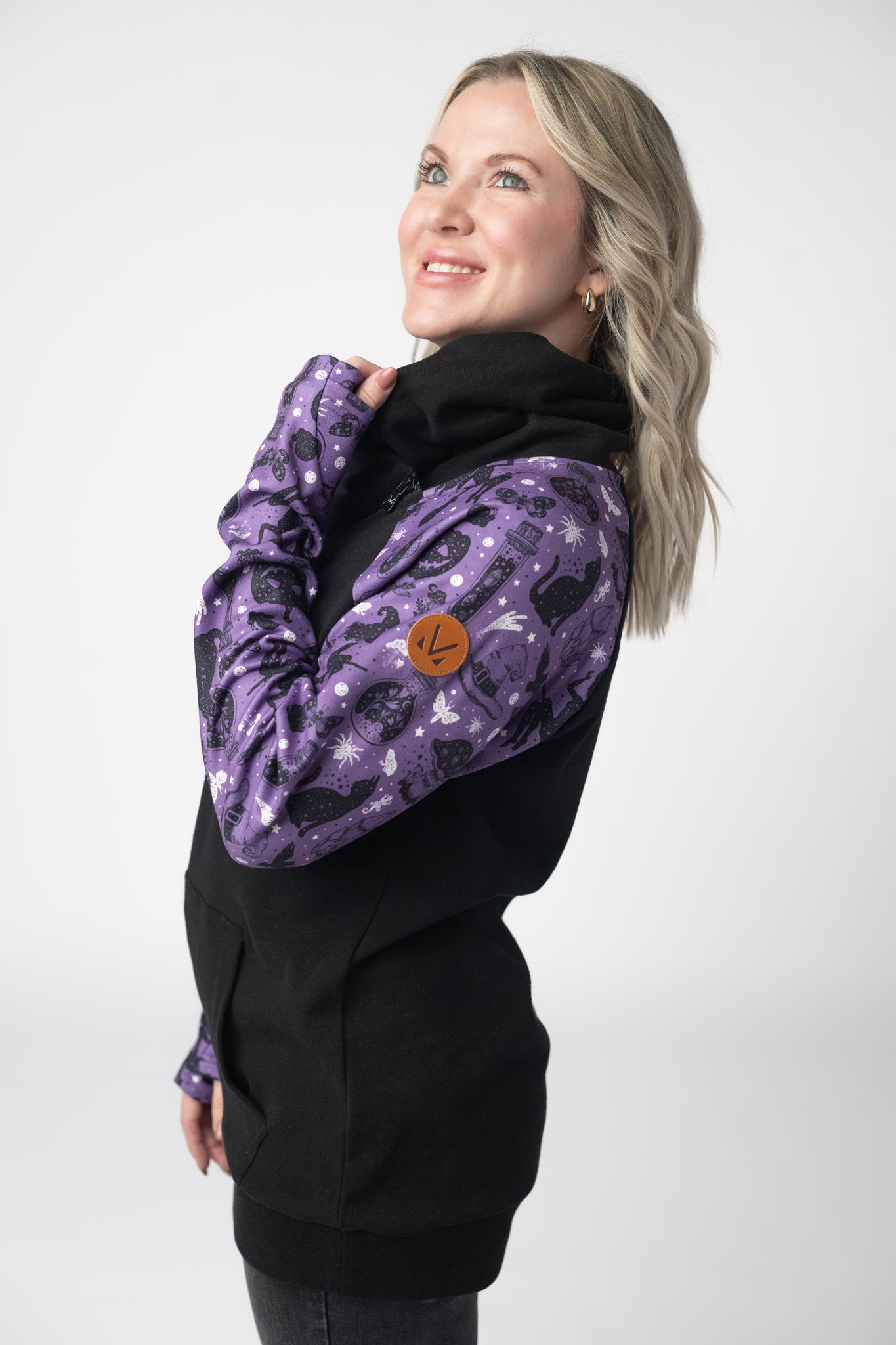 Michelle Mae Zoey ZipCowl Sweatshirt - I Put A Spell On You and Black