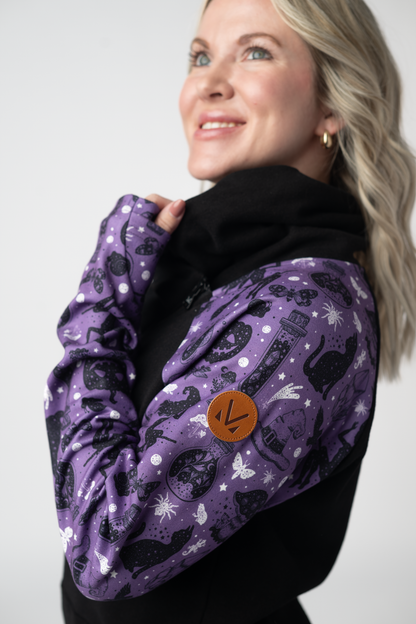 Michelle Mae Zoey ZipCowl Sweatshirt - I Put A Spell On You and Black