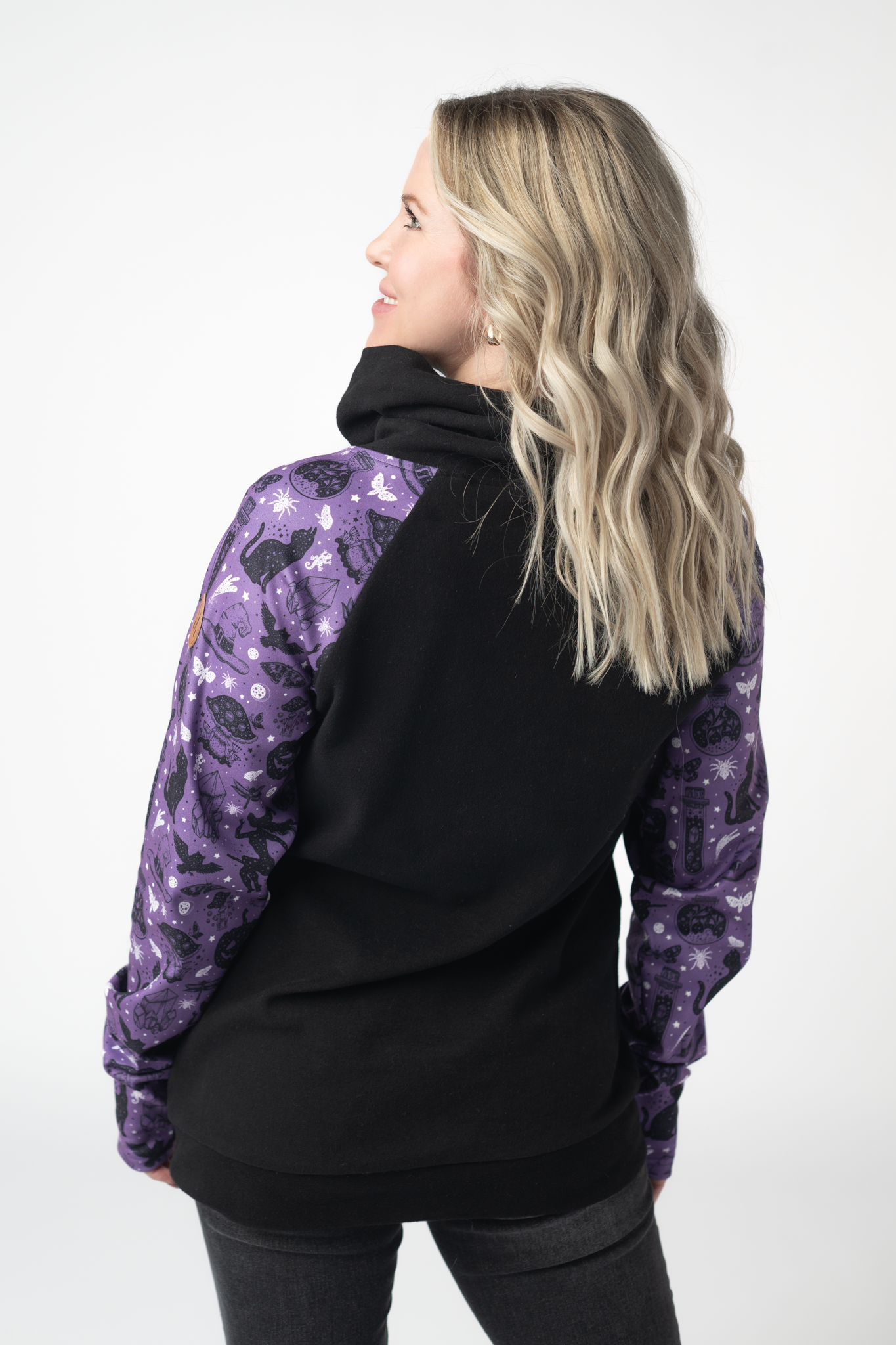 Michelle Mae Zoey ZipCowl Sweatshirt - I Put A Spell On You and Black