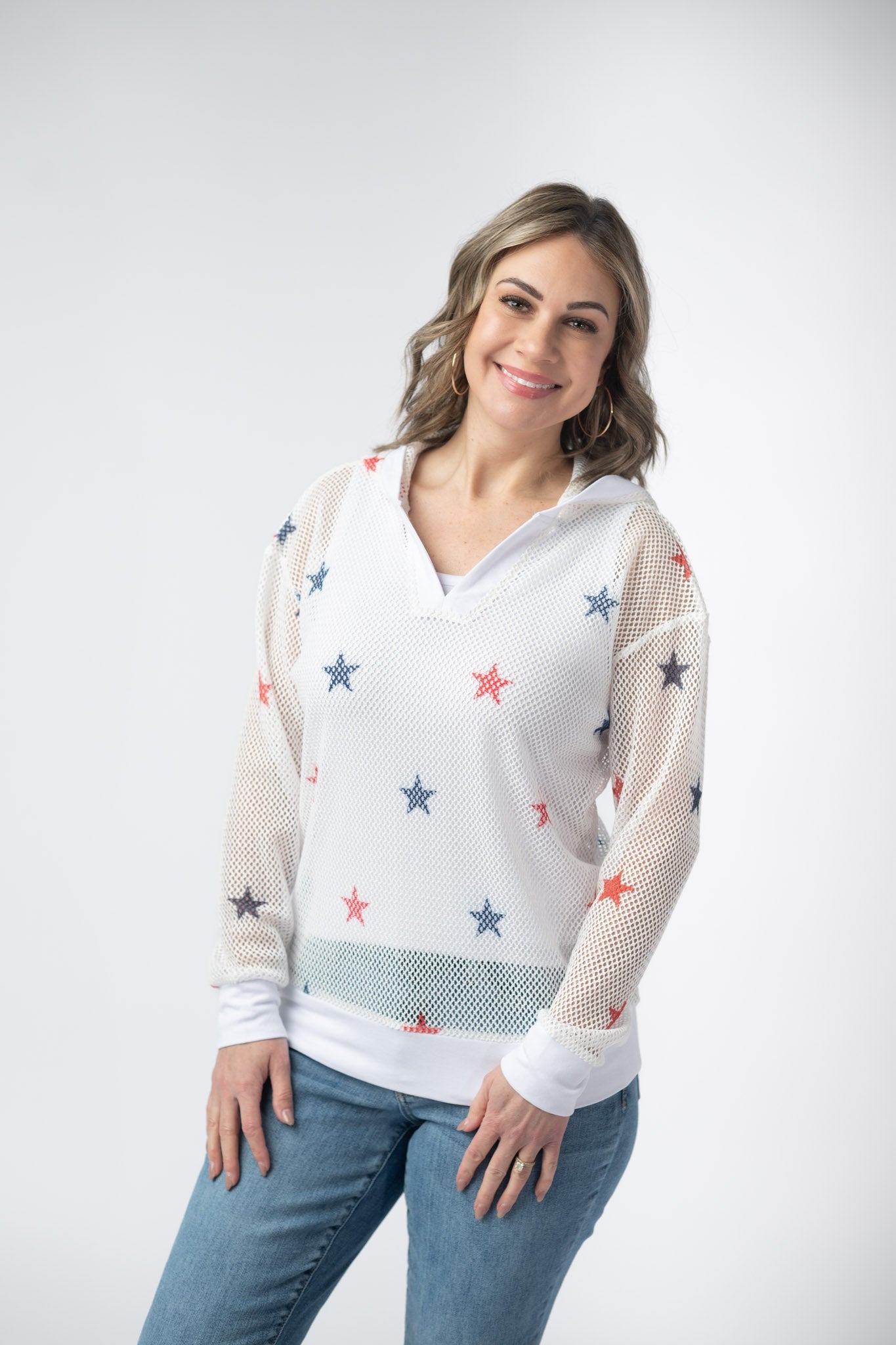 Michelle Mae American Stars Mesh Hoodie