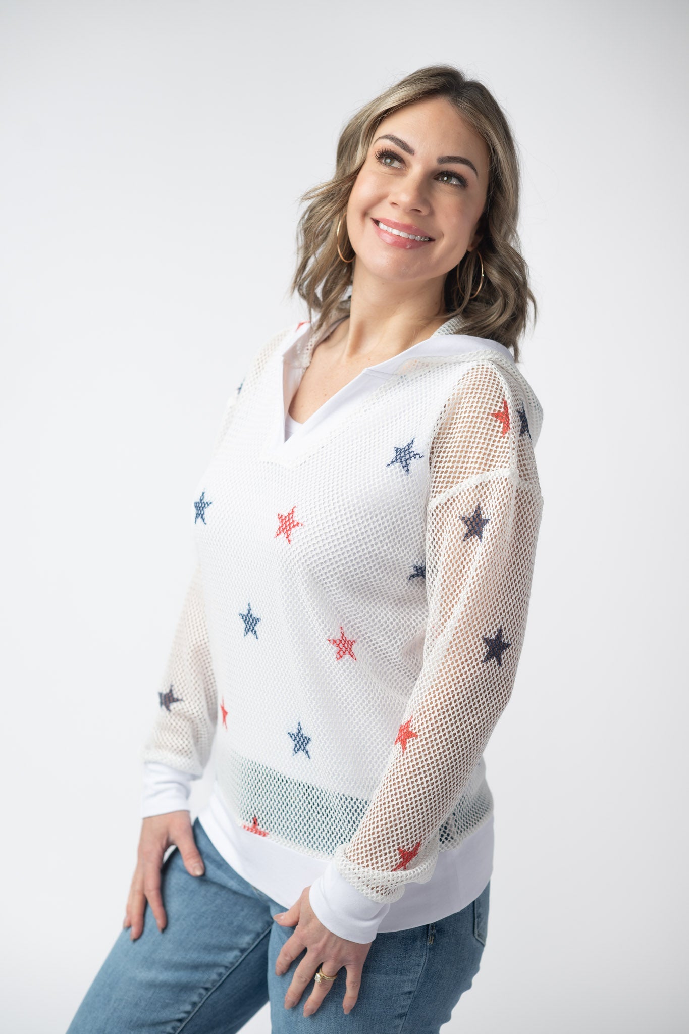 Michelle Mae American Stars Mesh Hoodie