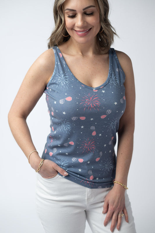 Michelle Mae Kennedy Tank - Aviators and Fireworks