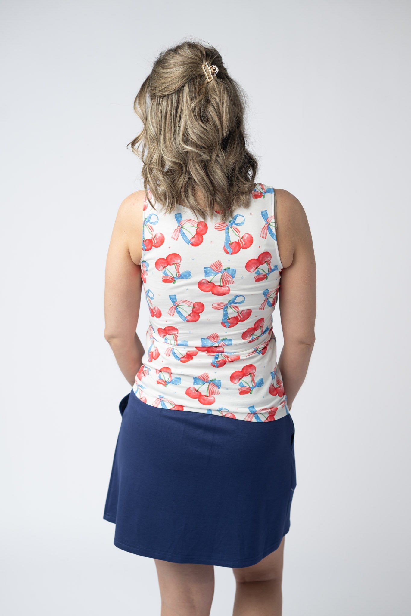 Michelle Mae Romy Tank - Patriotic Cherries