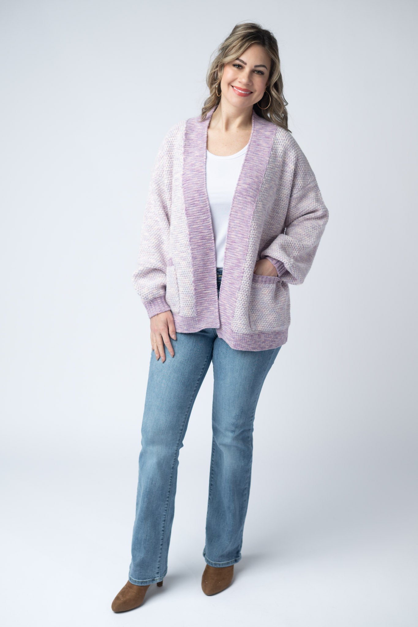 Michelle Mae Kinsley Cardigan - Purple Mix