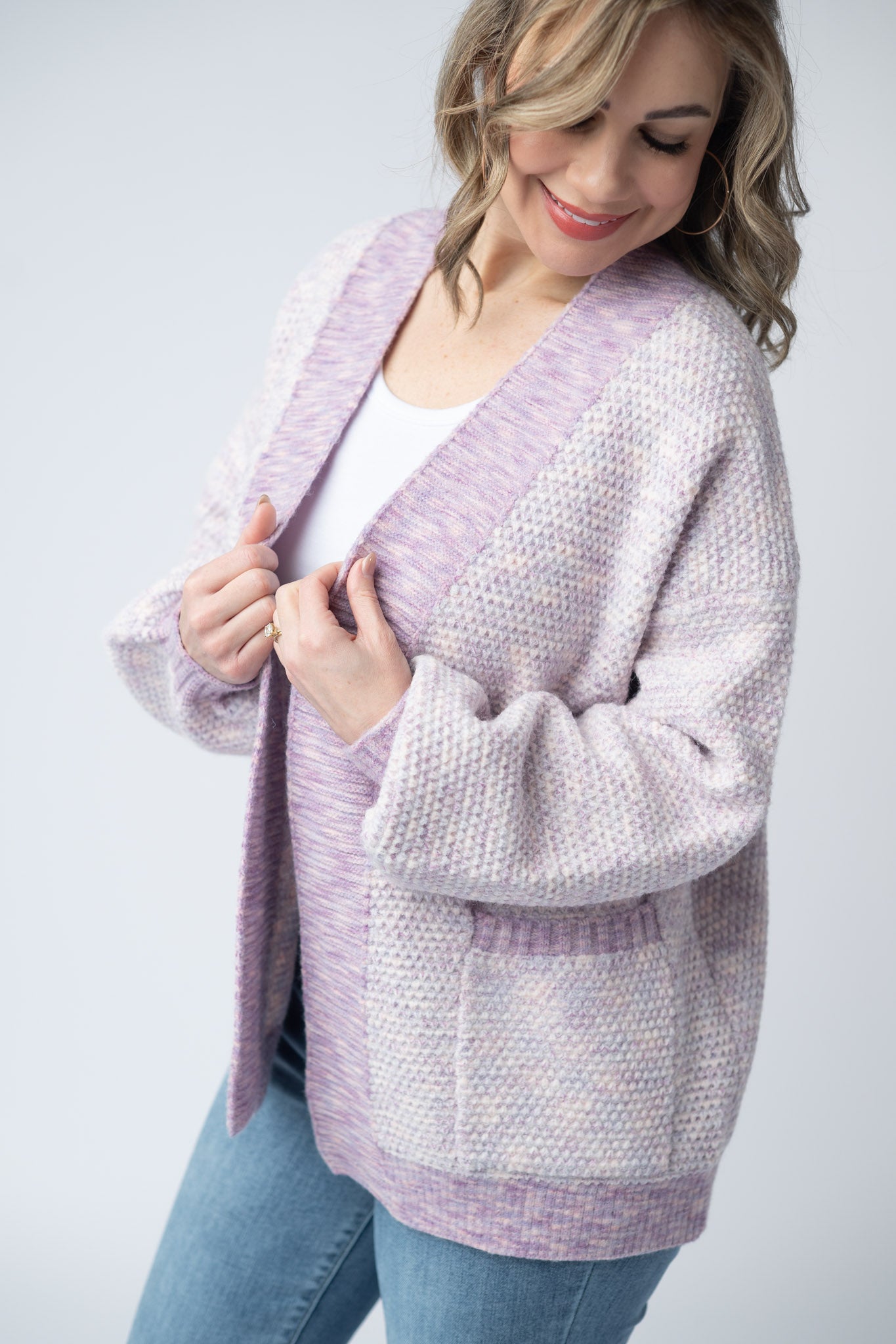 Michelle Mae Kinsley Cardigan - Purple Mix