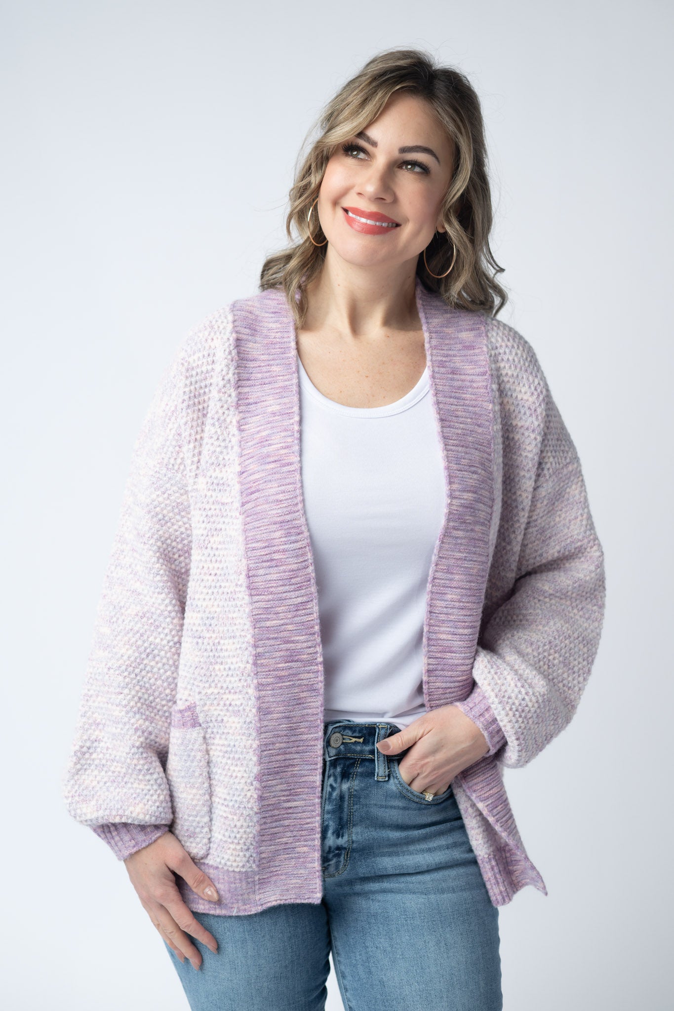 Michelle Mae Kinsley Cardigan - Purple Mix