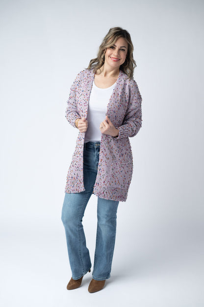 Michelle Mae Carly Confetti Dot Cardigan - Lavender