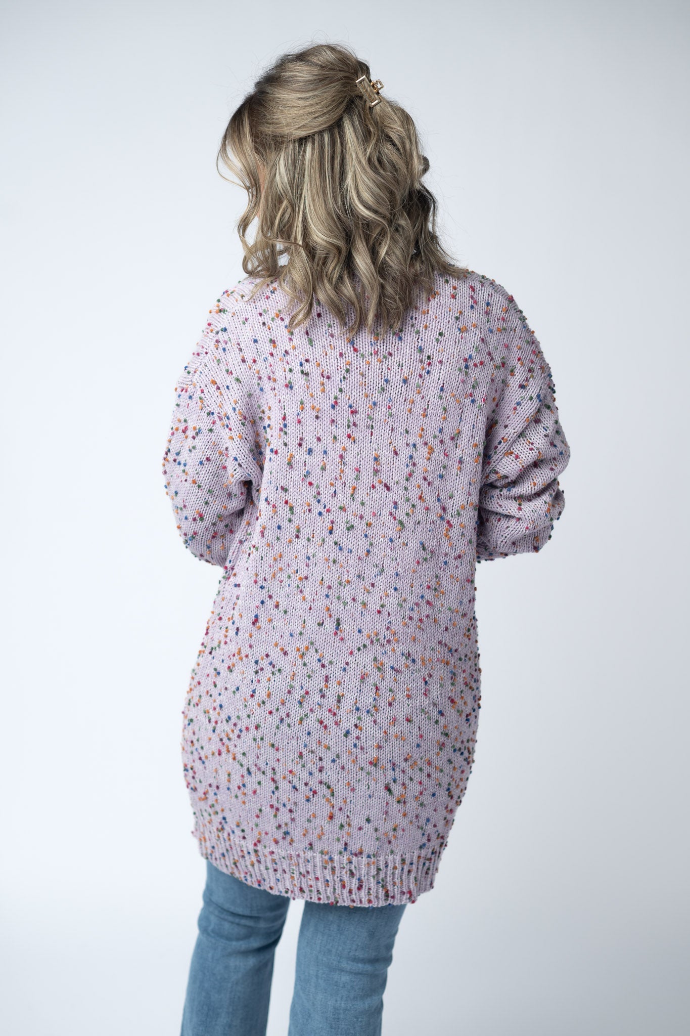 Michelle Mae Carly Confetti Dot Cardigan - Lavender