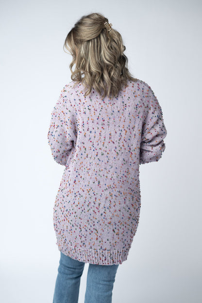 Michelle Mae Carly Confetti Dot Cardigan - Lavender