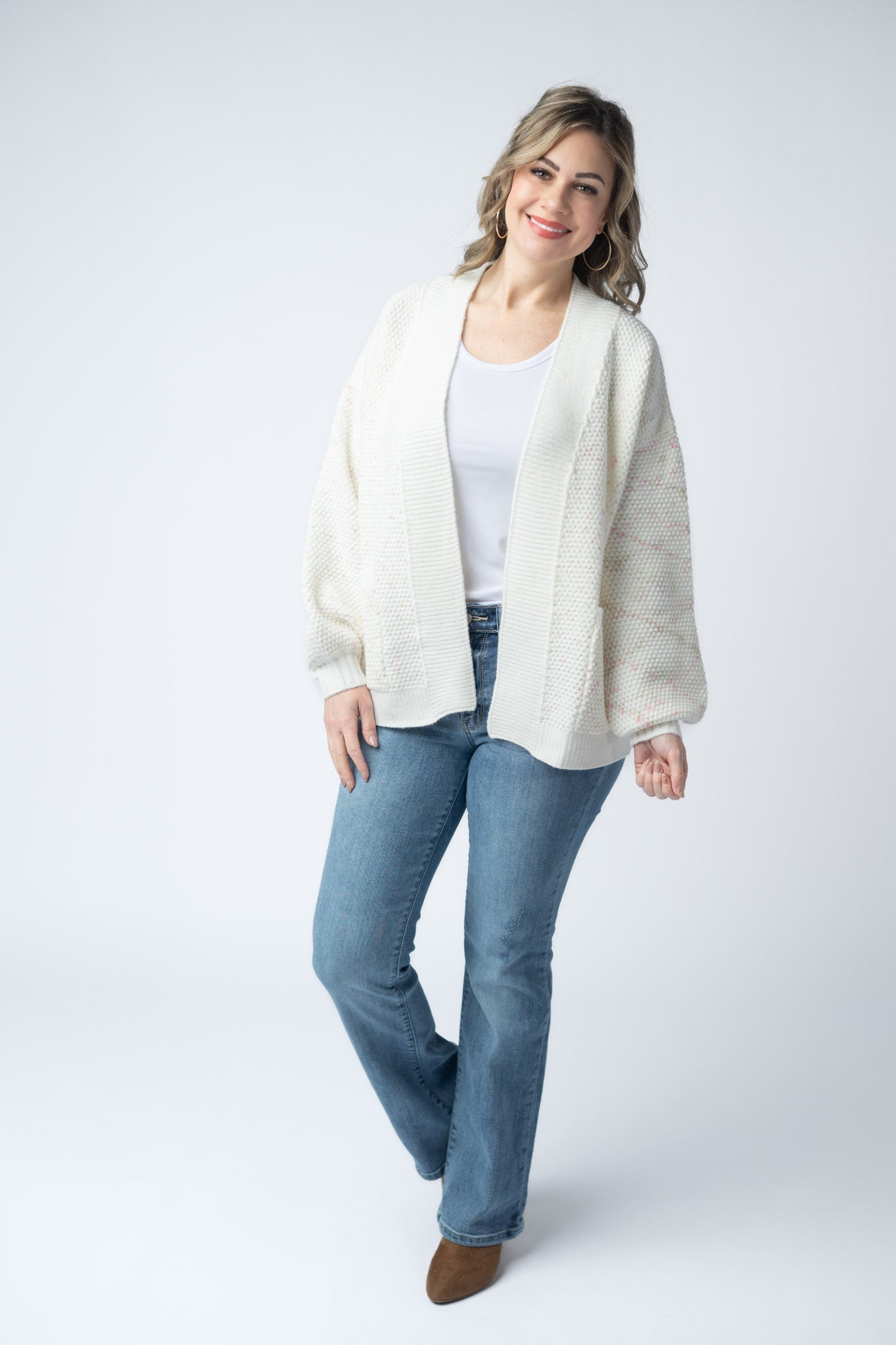 Michelle Mae Kinsley Cardigan - Pink and Green Mix