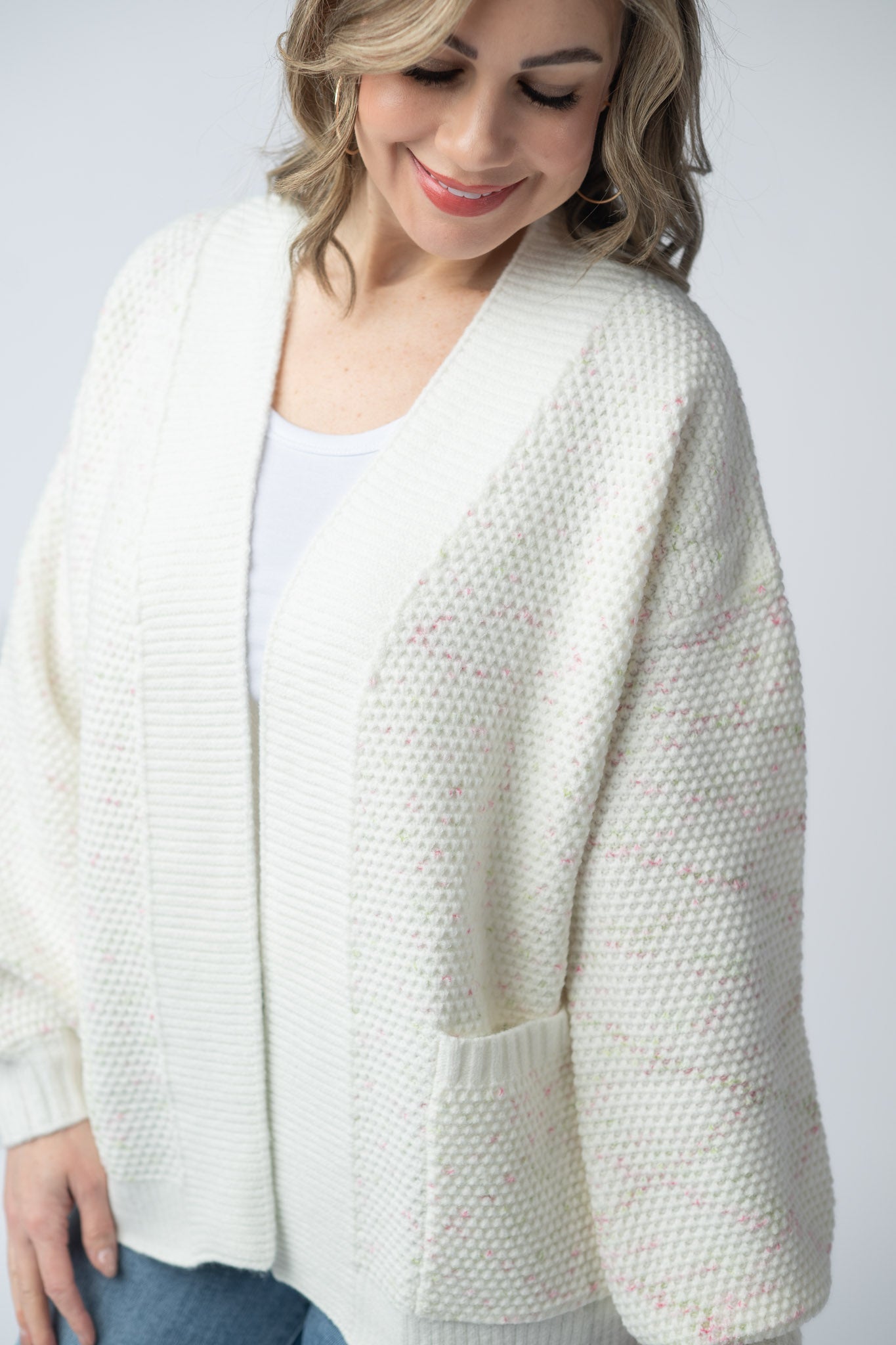 Michelle Mae Kinsley Cardigan - Pink and Green Mix
