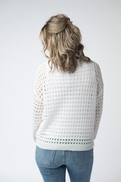 Michelle Mae USA Sequin Flag Open Knit Pullover