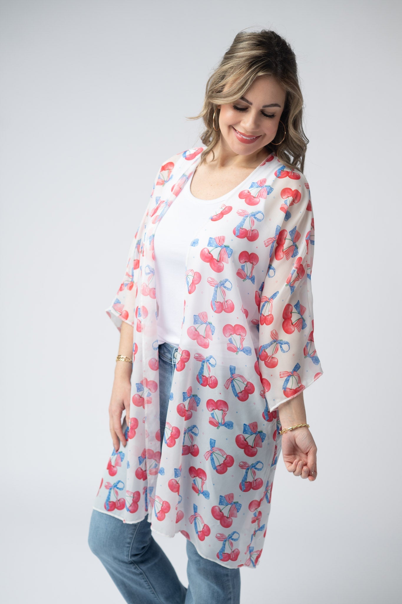 Michelle Mae Patriotic Cherries Kimono