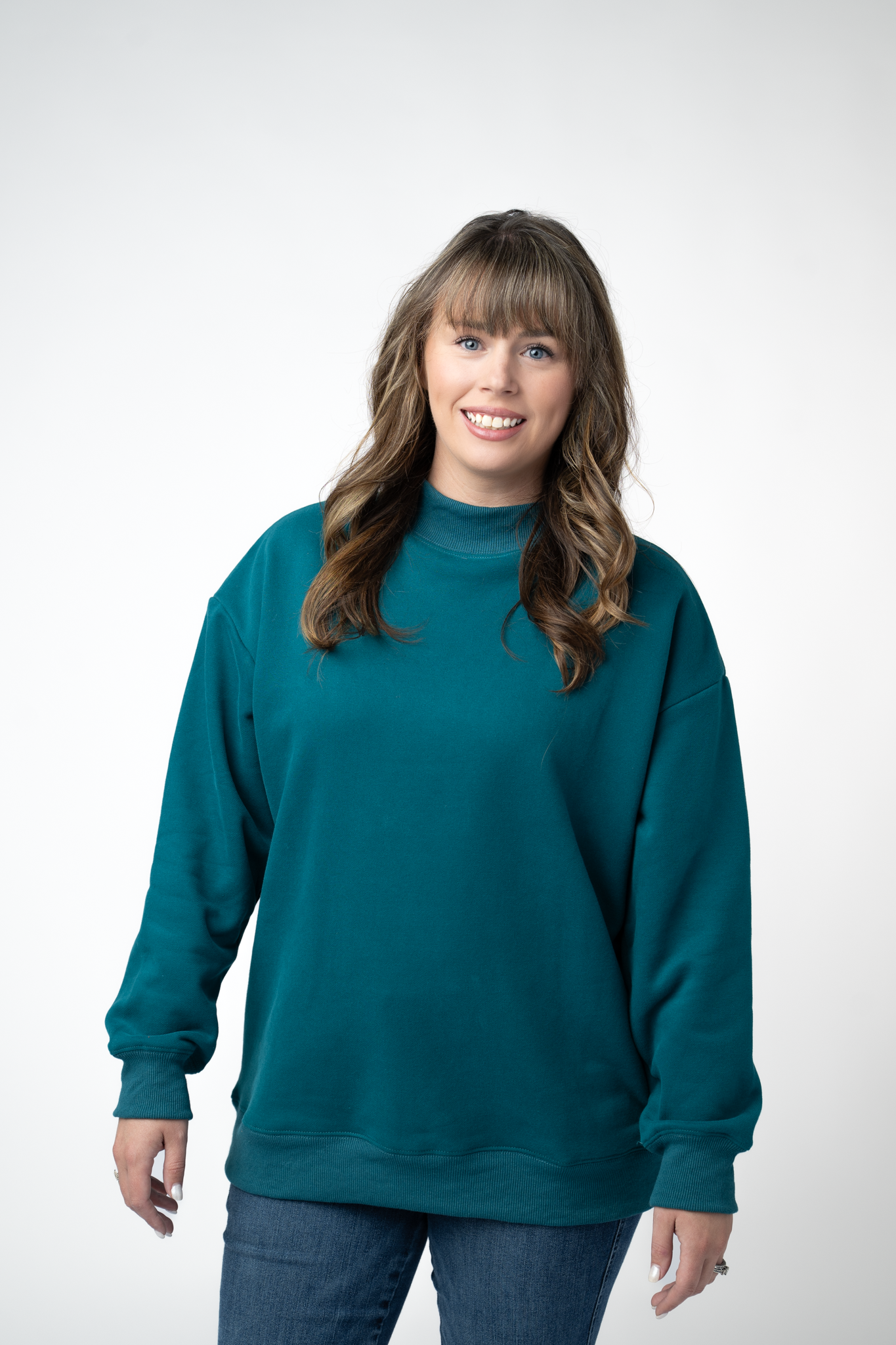 Michelle Mae Marley Mock Neck Sweatshirt - Teal