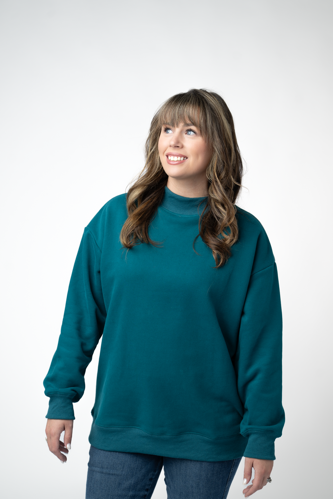 Michelle Mae Marley Mock Neck Sweatshirt - Teal