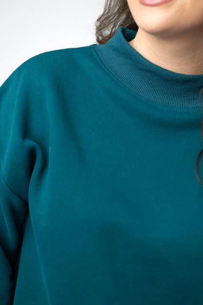 Michelle Mae Marley Mock Neck Sweatshirt - Teal