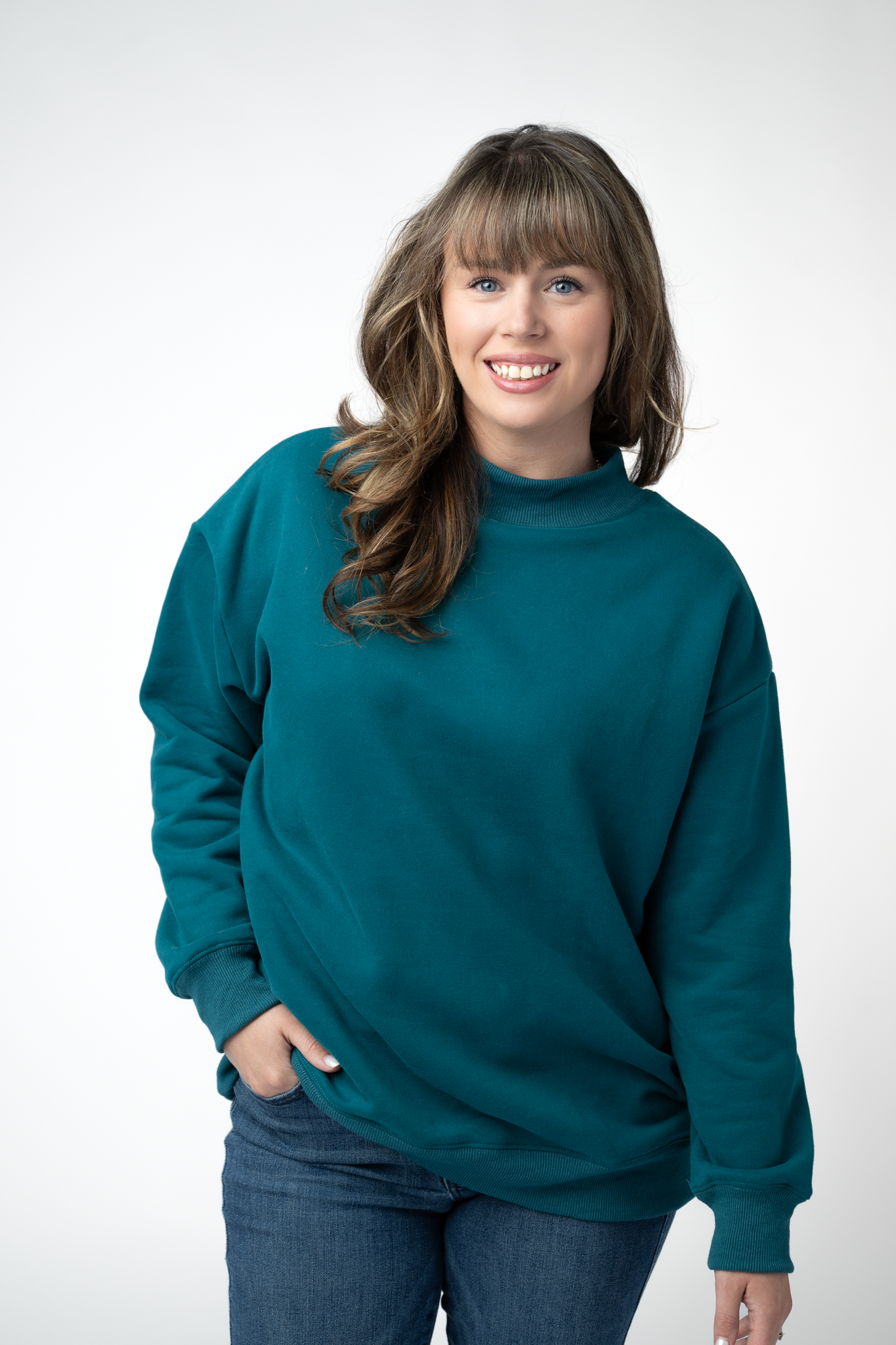 Michelle Mae Marley Mock Neck Sweatshirt - Teal