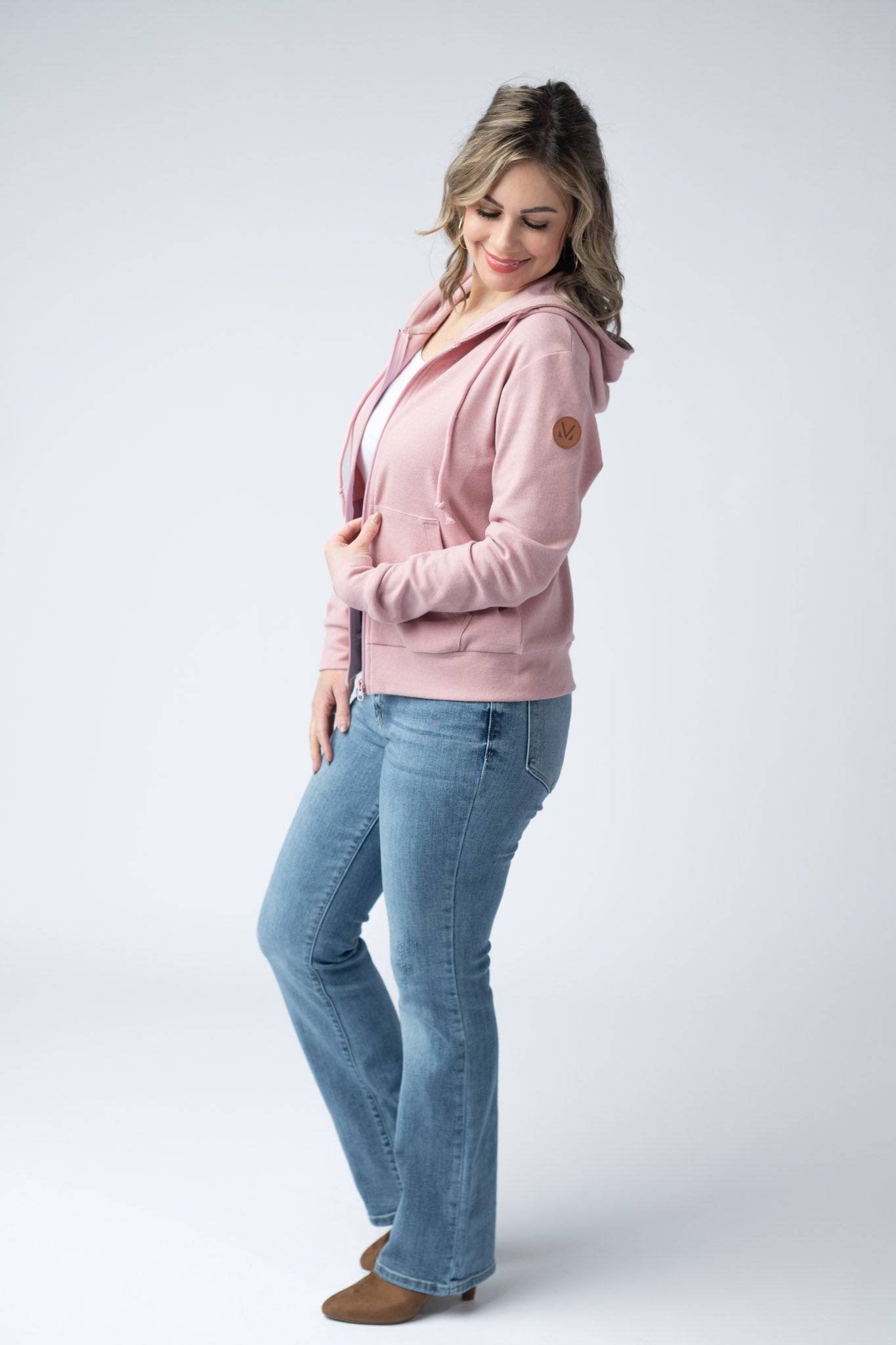 Michelle Mae Fullzip Hoodie - Dusty Pink