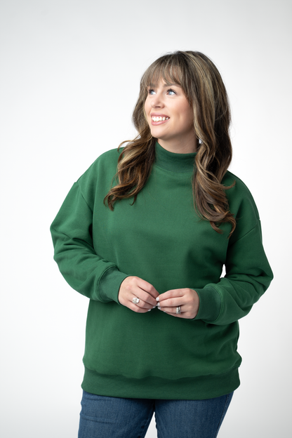 Michelle Mae Marley Mock Neck Sweatshirt - Forest Green