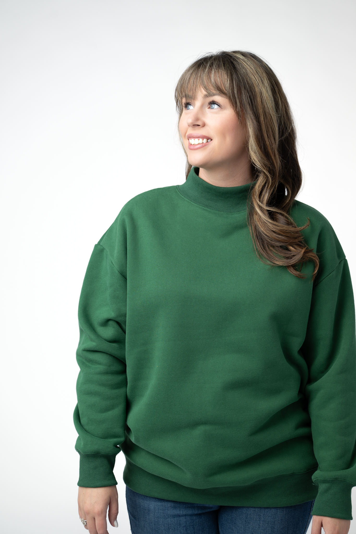 Michelle Mae Marley Mock Neck Sweatshirt - Forest Green