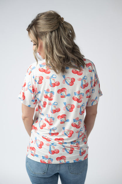 Michelle Mae Chloe Cozy Top - Patriotic Cherries