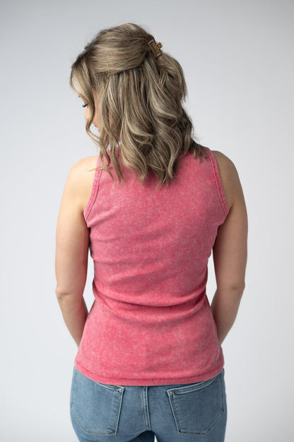 Michelle Mae Audrey Vintage Wash Tank - Red