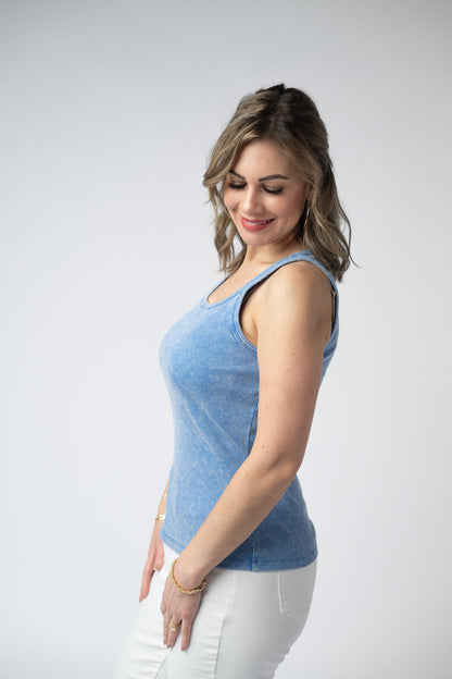 Michelle Mae Audrey Vintage Wash Tank - Blue