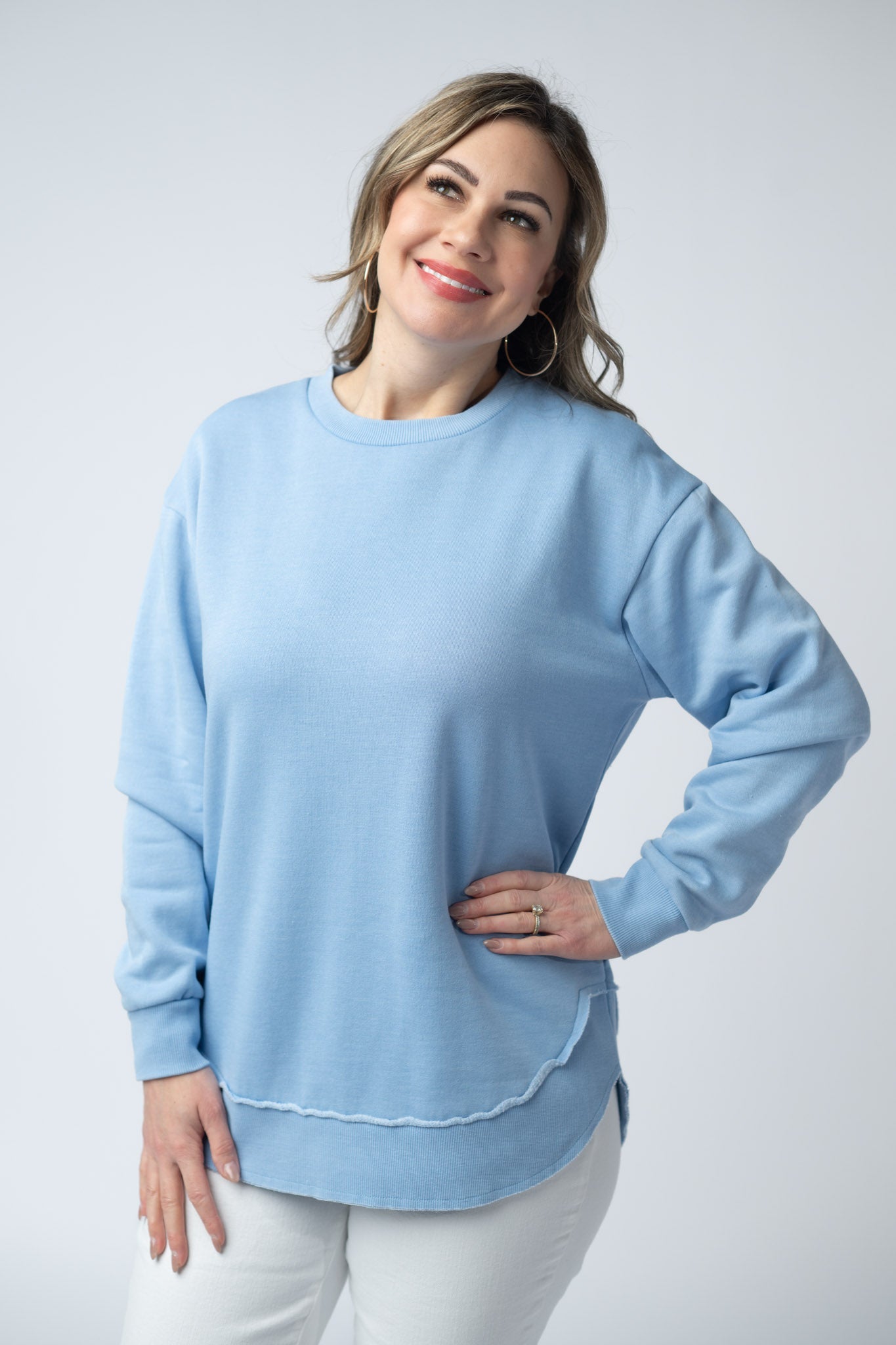 Michelle Mae Vintage Wash Pullover - Dusty Blue