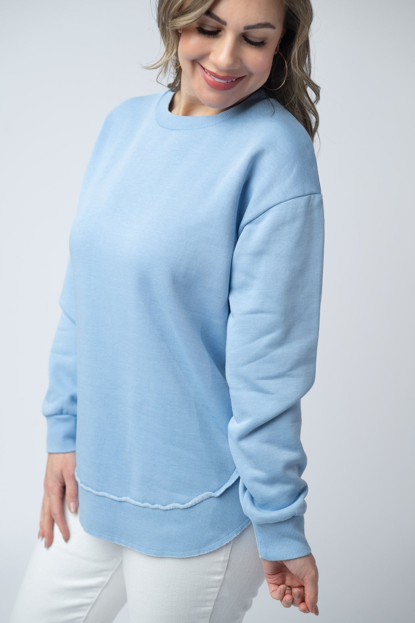 Michelle Mae Vintage Wash Pullover - Dusty Blue