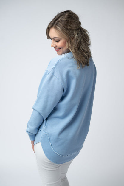 Michelle Mae Vintage Wash Pullover - Dusty Blue