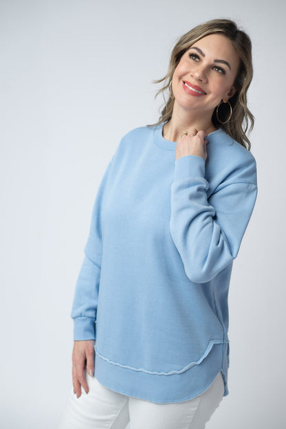 Michelle Mae Vintage Wash Pullover - Dusty Blue