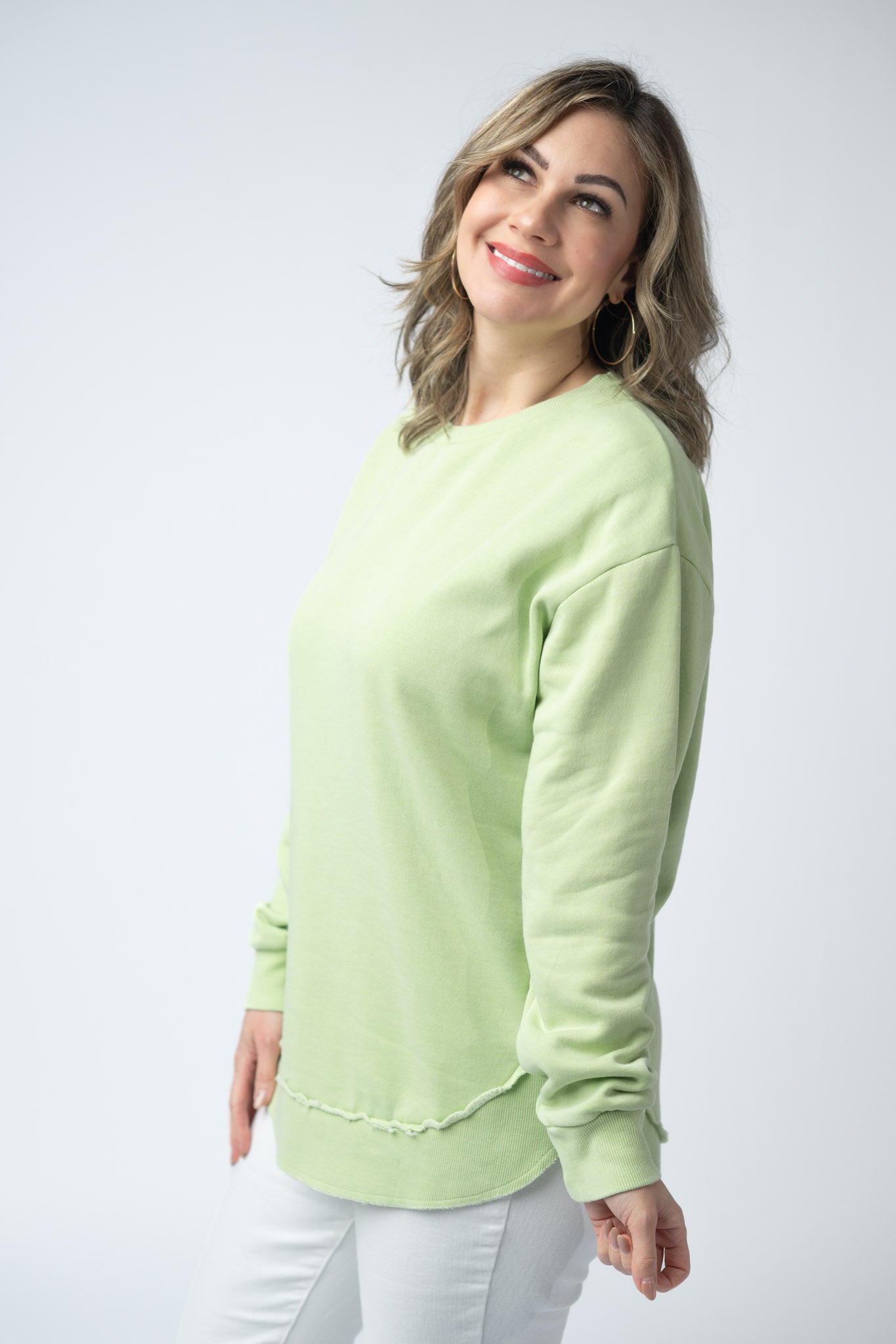Michelle Mae Vintage Wash Pullover - Spring Leaf