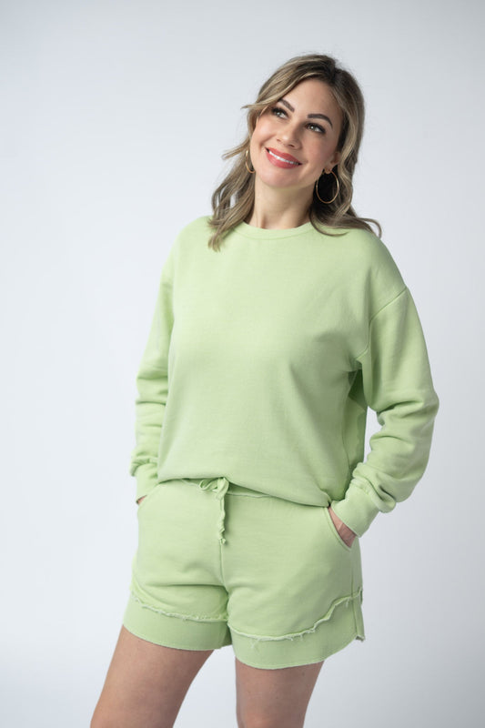 Michelle Mae Vintage Wash Pullover - Spring Leaf