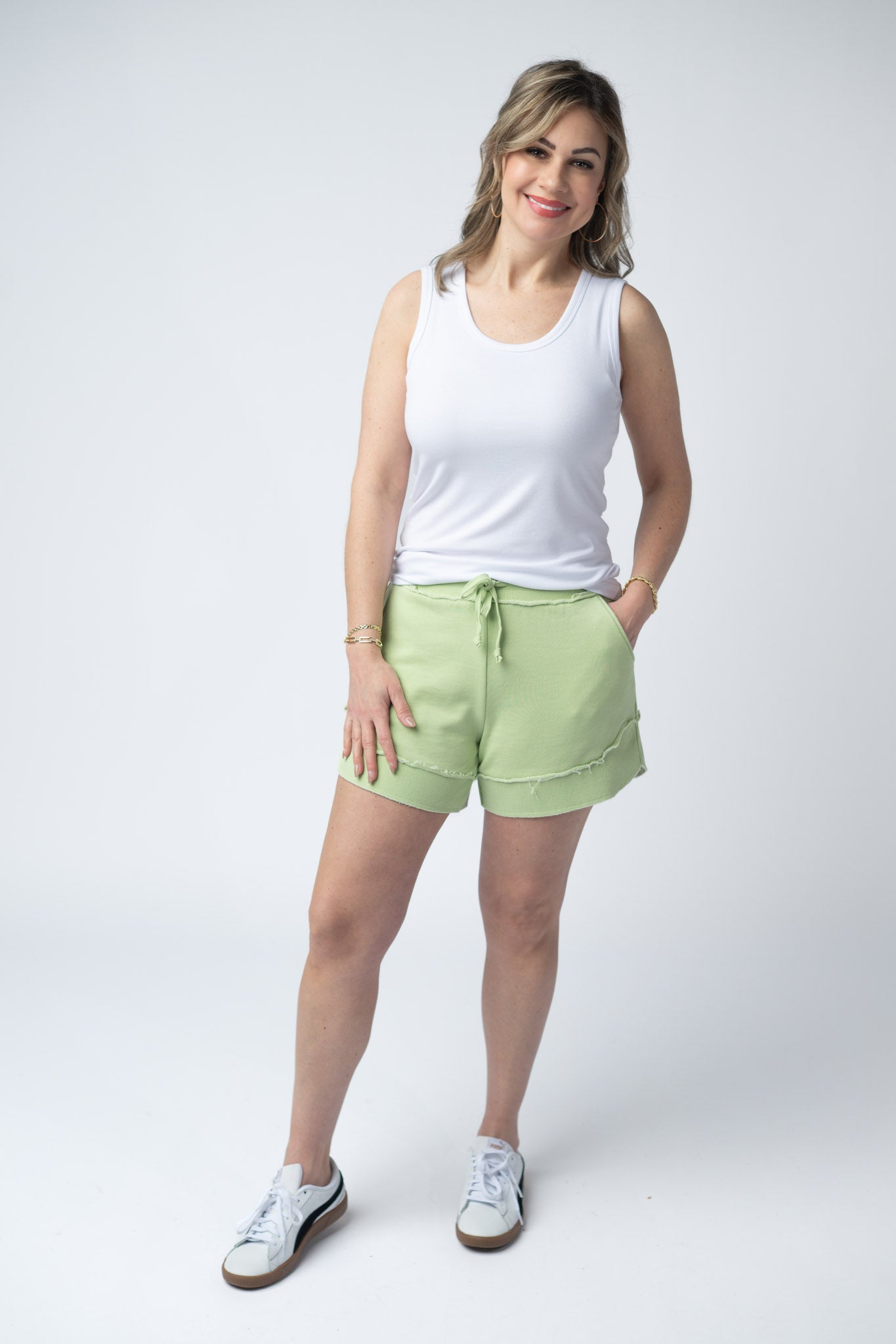 Michelle Mae French Terry Stevie Shorts - Spring Leaf