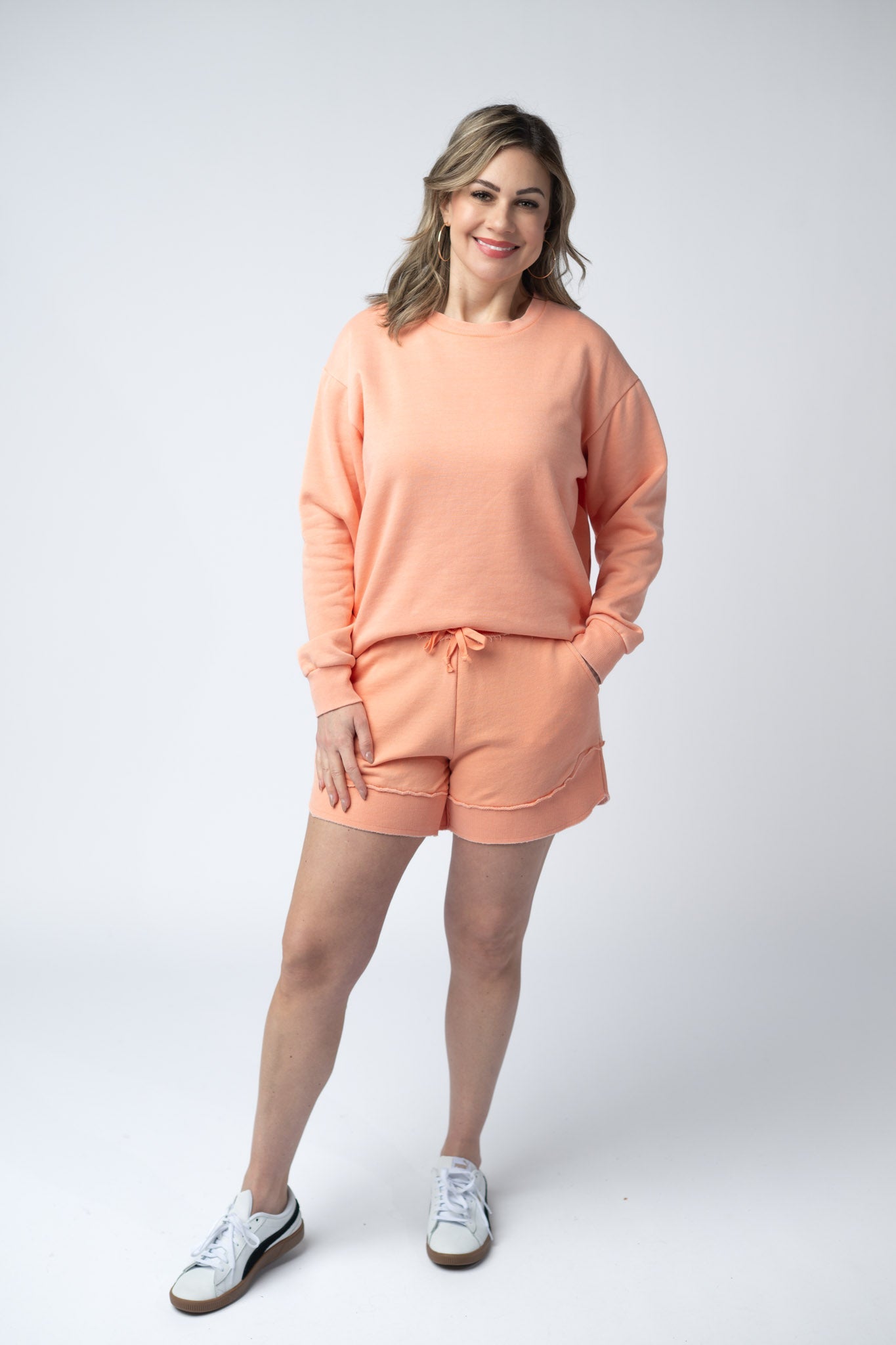 Michelle Mae French Terry Stevie Shorts - Spring Peach