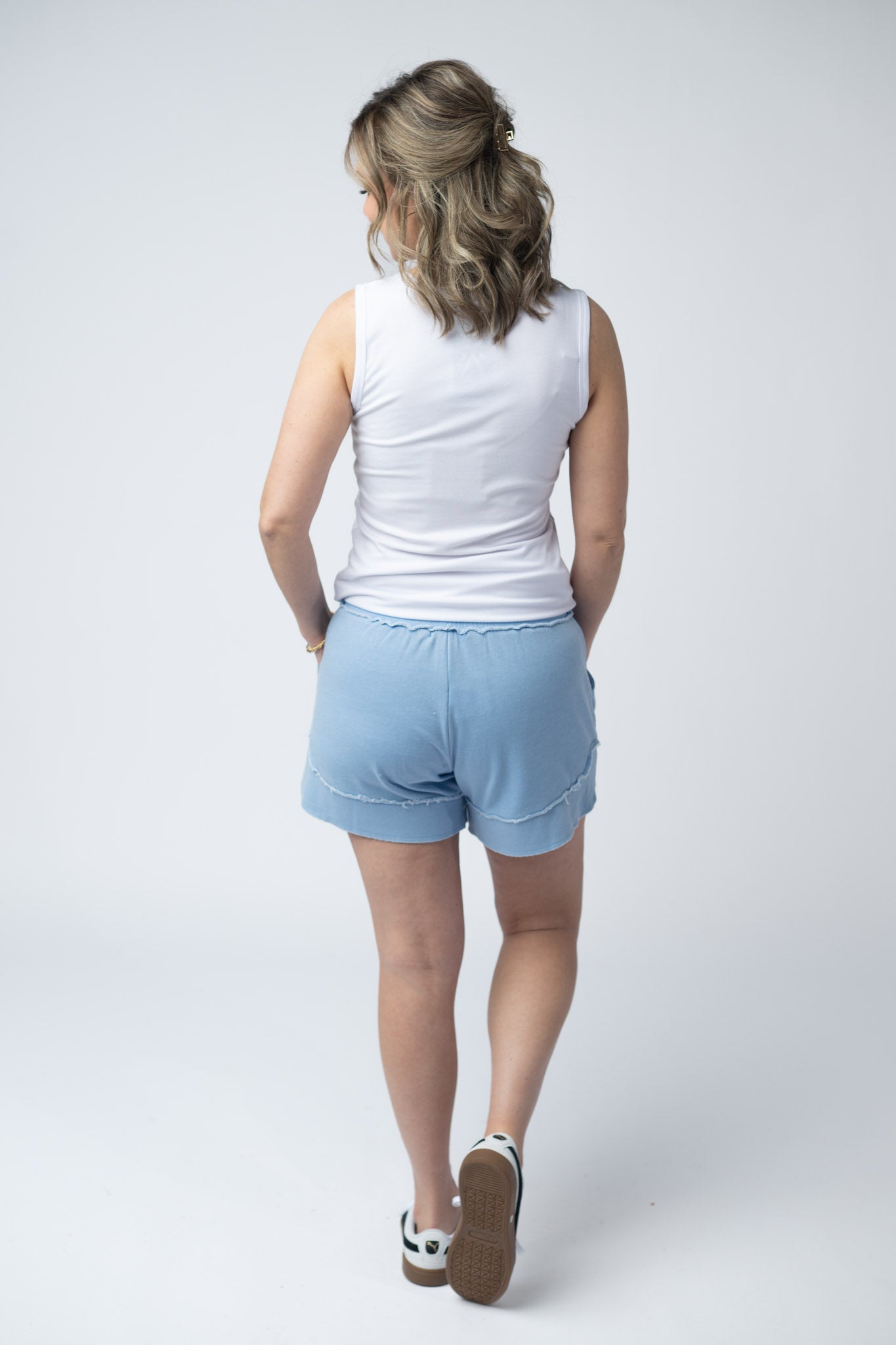 Michelle Mae French Terry Stevie Shorts - Dusty Blue