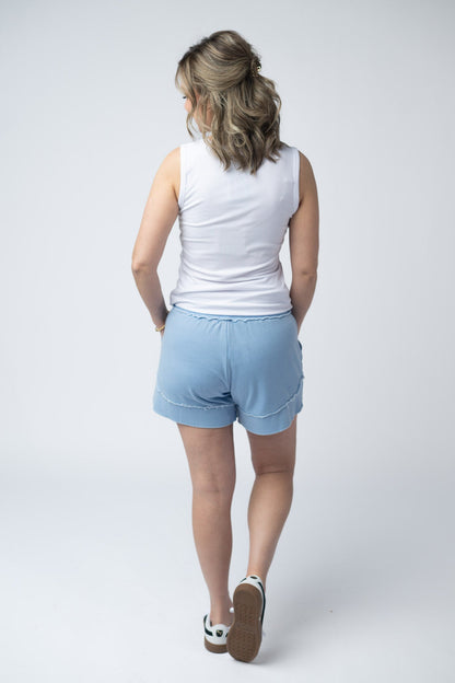 Michelle Mae French Terry Stevie Shorts - Dusty Blue