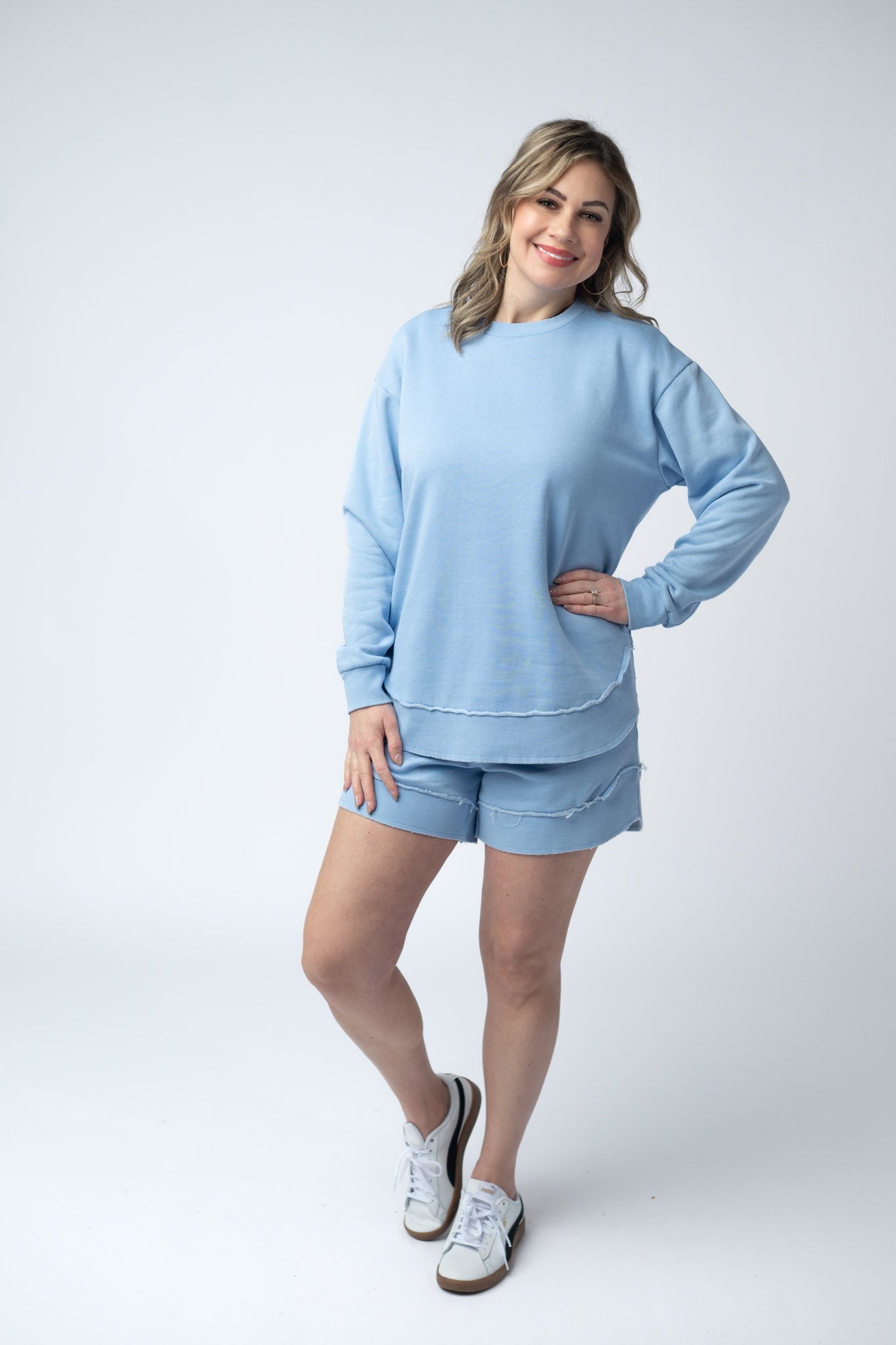 Michelle Mae Vintage Wash Pullover - Dusty Blue