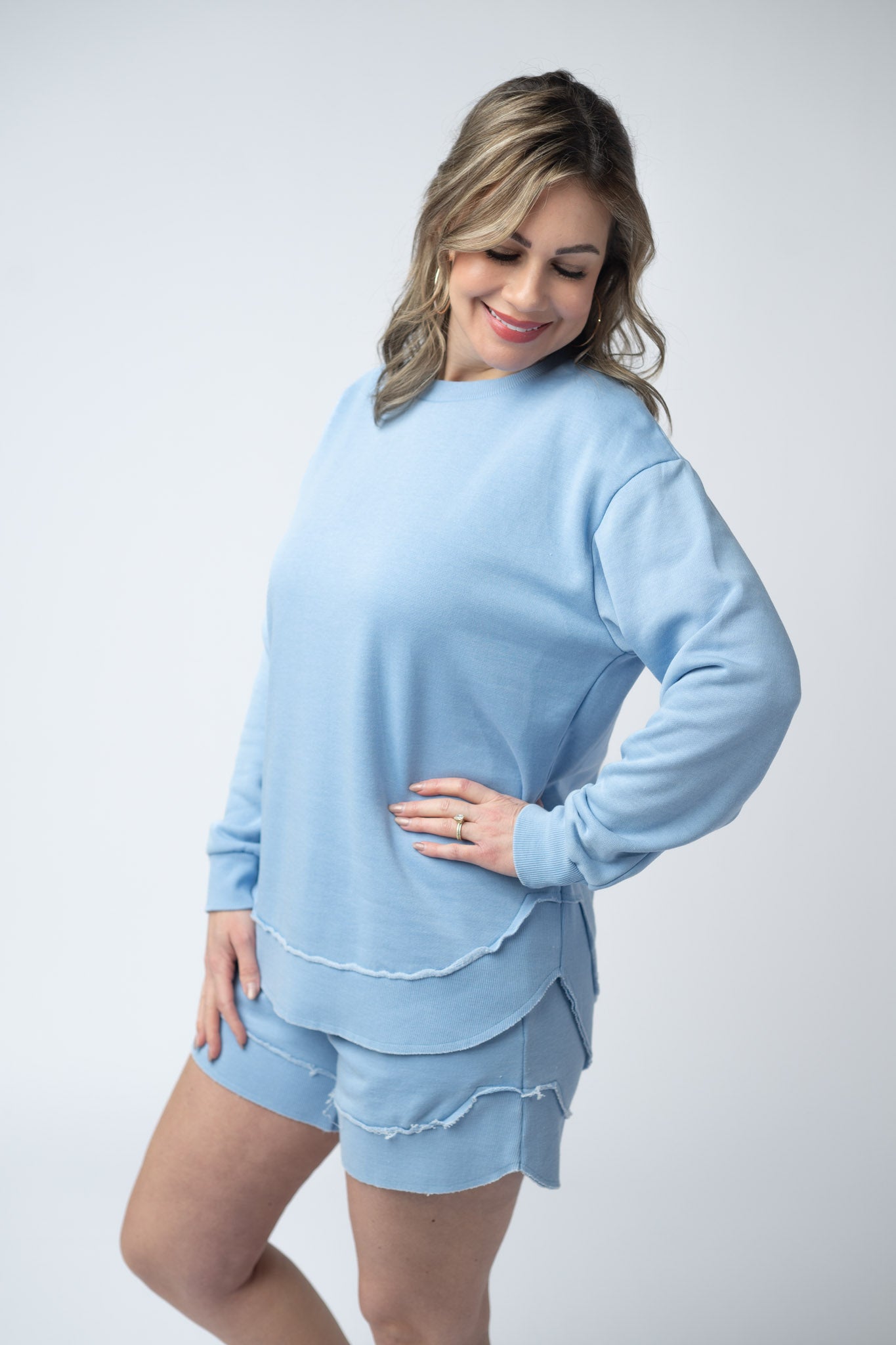 Michelle Mae Vintage Wash Pullover - Dusty Blue