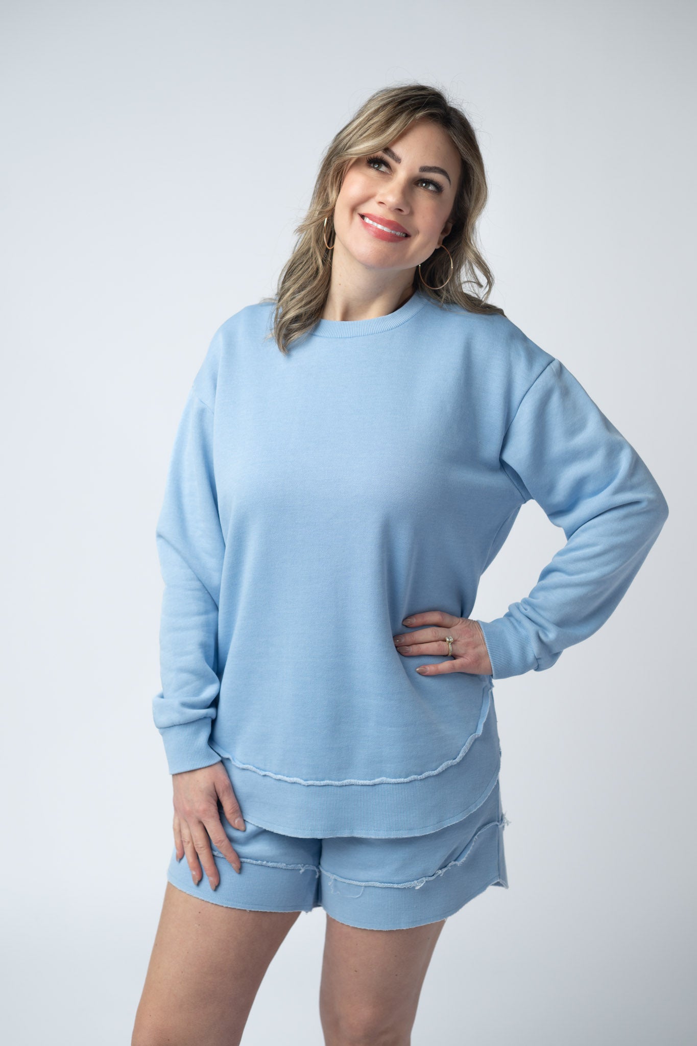 Michelle Mae Vintage Wash Pullover - Dusty Blue