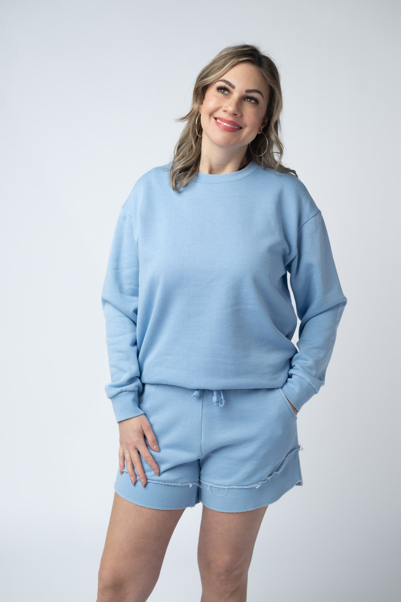 Michelle Mae Vintage Wash Pullover - Dusty Blue