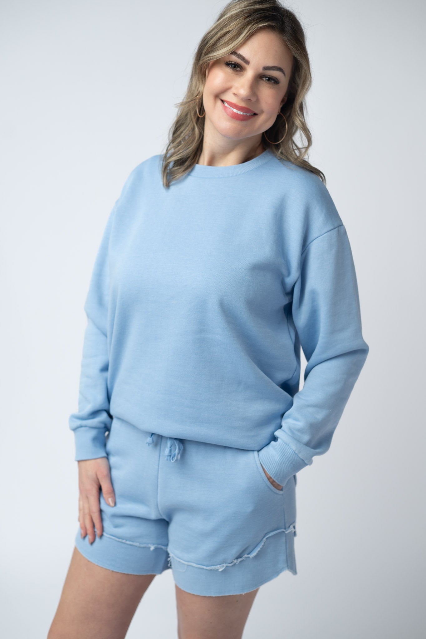 Michelle Mae Vintage Wash Pullover - Dusty Blue
