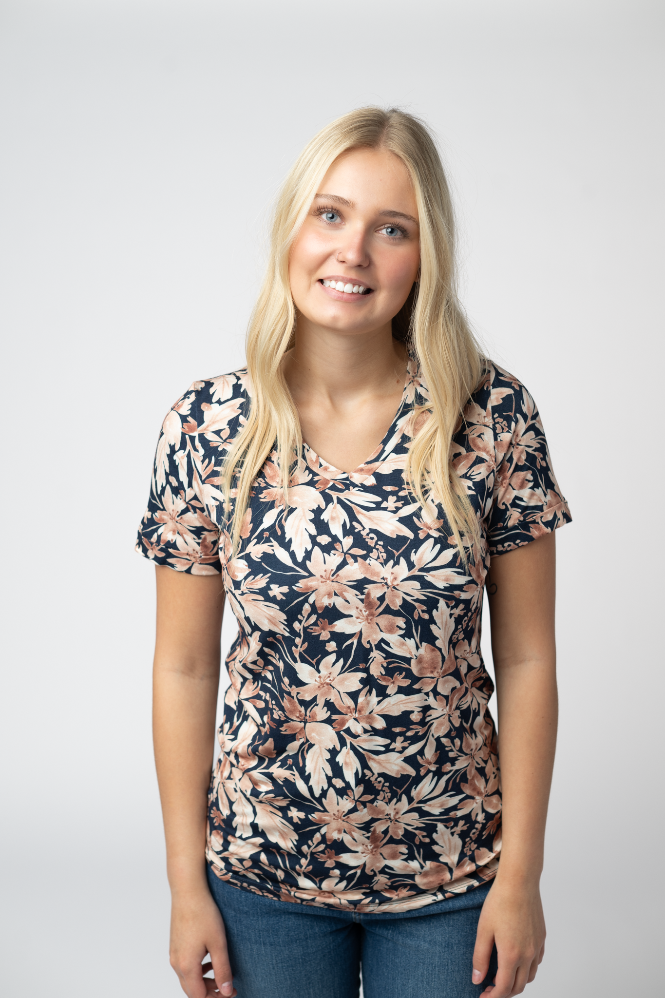 Michelle Mae Sophie Top - Navy Autumn Petals